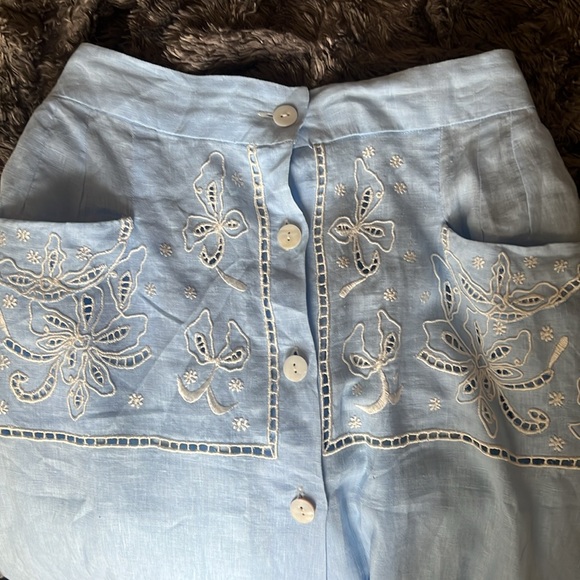 LINEN CUTWORK BUTTON DOWN SKIRT - Picture 6 of 6